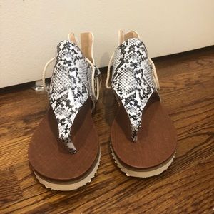 Snake print gladiator sandals with rope detail